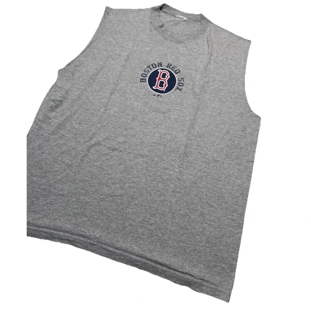 Men's Vintage Adidas‎ Boston Red Sox Sleeveless Grey Shirt Size 2XL
